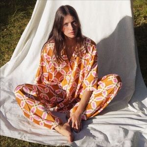 Zara geometric print pajama style pants